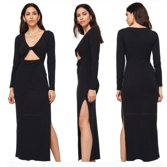 L*Space Hayden twist front ribbed maxi dress long sleeve slit - Picture 1 of 8